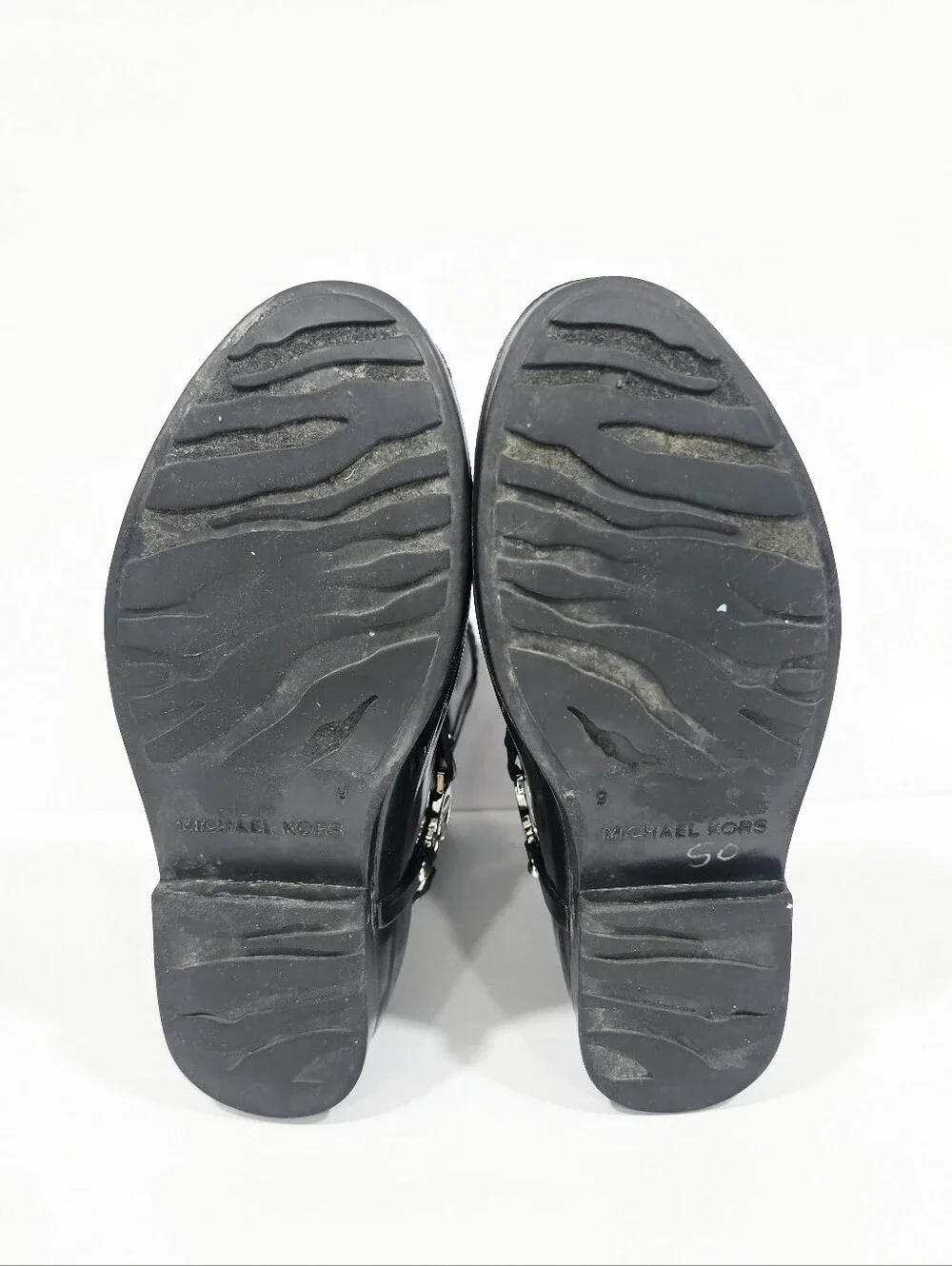 Michael Kors Rain Boots Black MK Logo Waterproof Mid Calf Women's Size 9